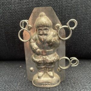 Vintage Santa Christmas Decor Metal Tin Chocolate Model Belanickle Clips St Nick